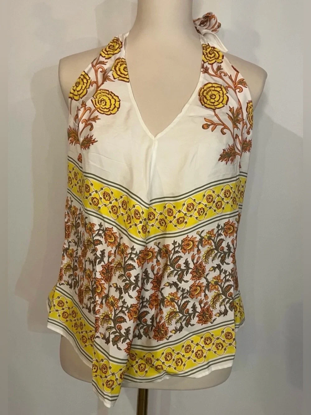 J.Crew Open-back halter top in sunset rose block print